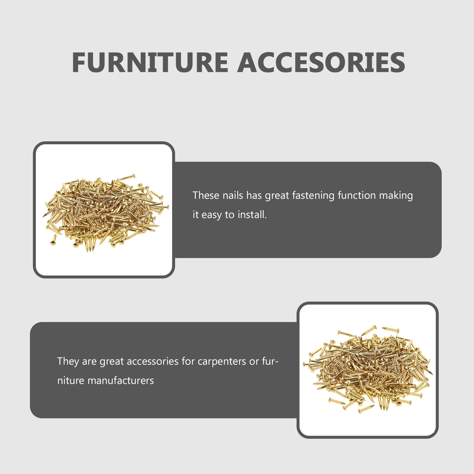Furniture Upholstery Hardware - 200 Buah Paku Kuningan Kepala Bulat